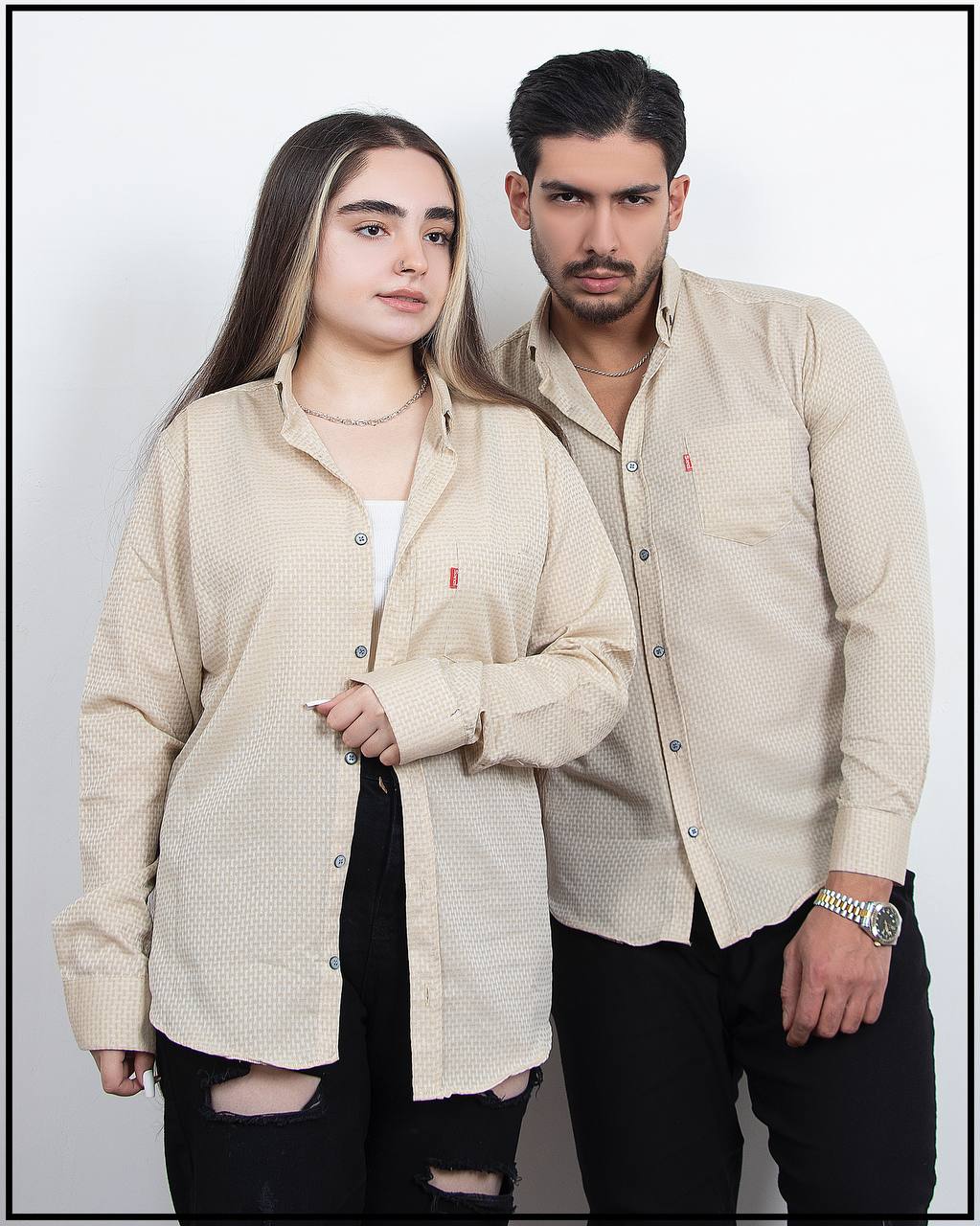 "پیراهن مردانه نخ پنبهای آستین بلند کرم | مدل اسپرت و راحت برای استفاده روزمره و رسمی"