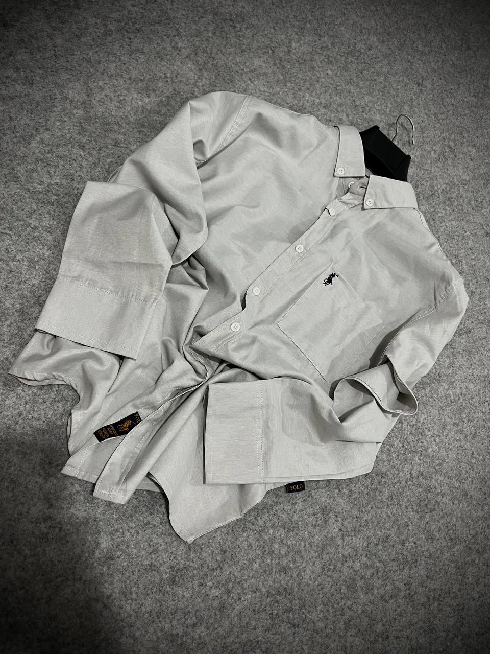 پیراهن آستین بلند مردانه پولو در رنگ طوسی