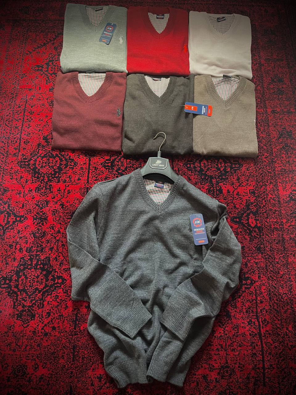 . بافت مردانه نخ پنبه اکرلیک یقهوی رنگ طوسی تیره