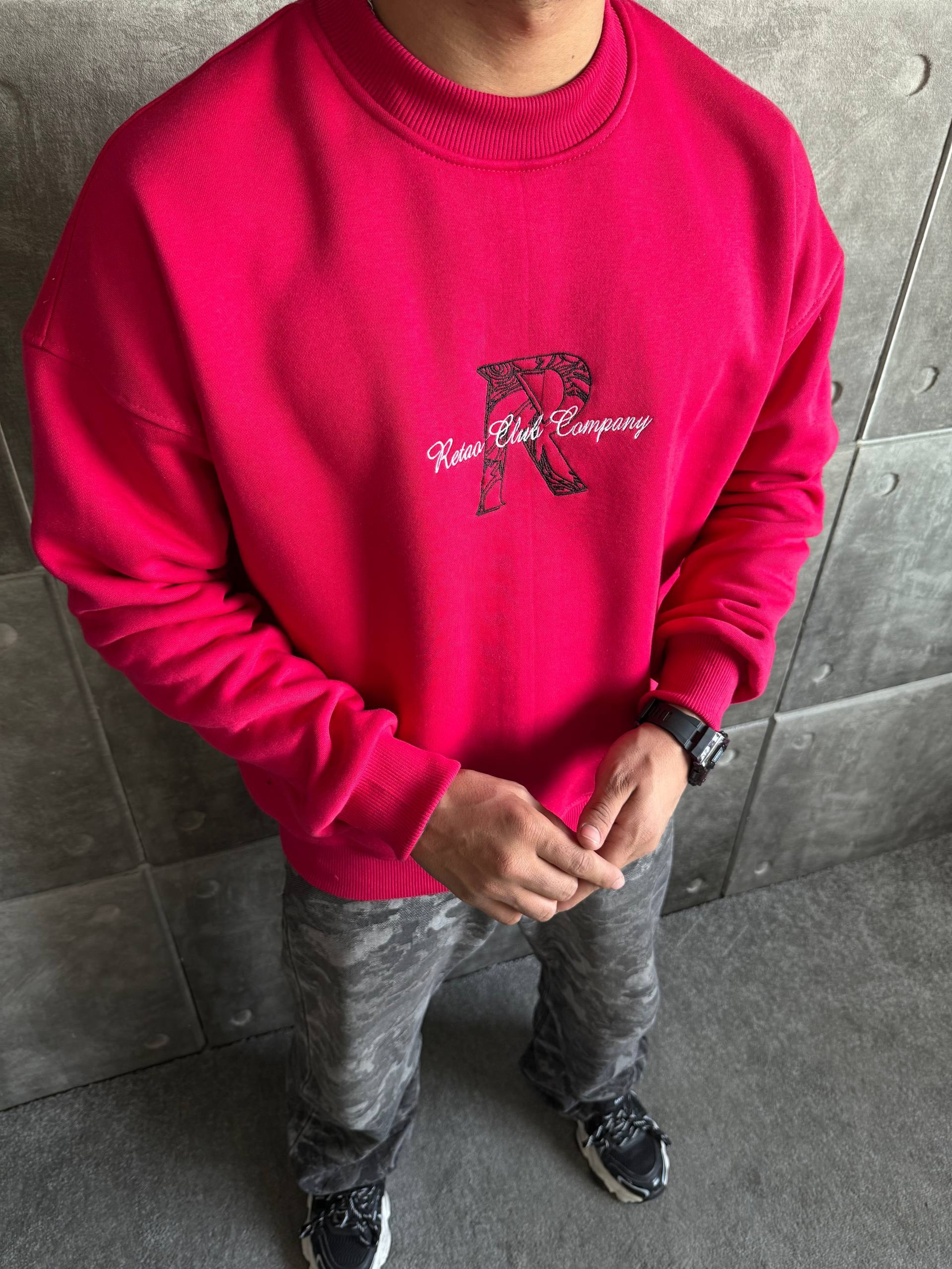 دورس سهنخ پنبه مردانه قرمز با گلدوزی جلو و پشت — اورسایز