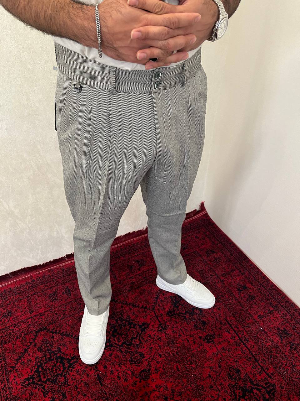 شلوار مامفیت مردانه نسکافهای جنس هیرینگبون، مناسب استایل نیمهرسمی، سایزبندی کامل نقرهای