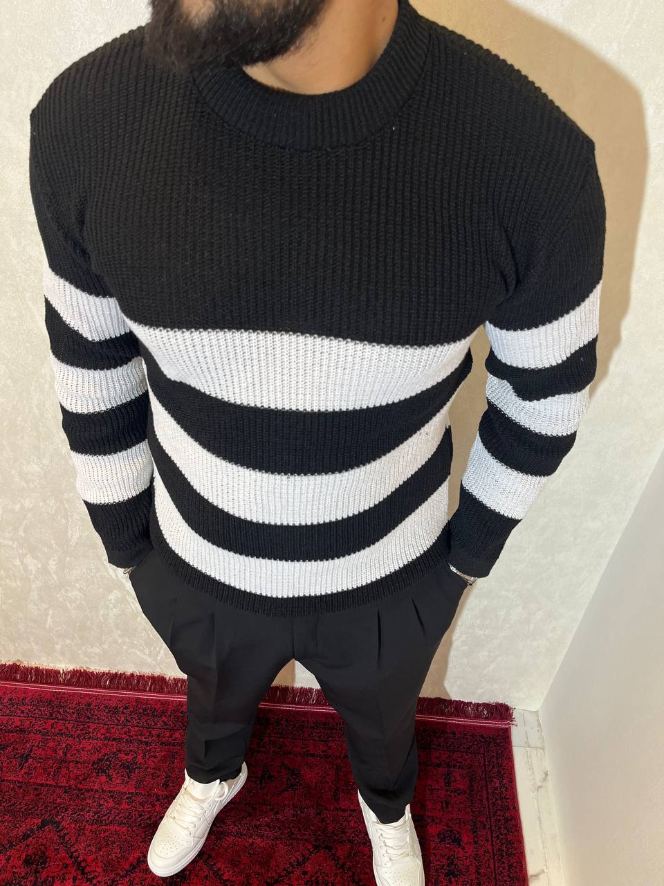 بافت رینگری فندقی مردانه فری‌سایز – ۴ رنگ جدید (مناسب XL تا 3XL)