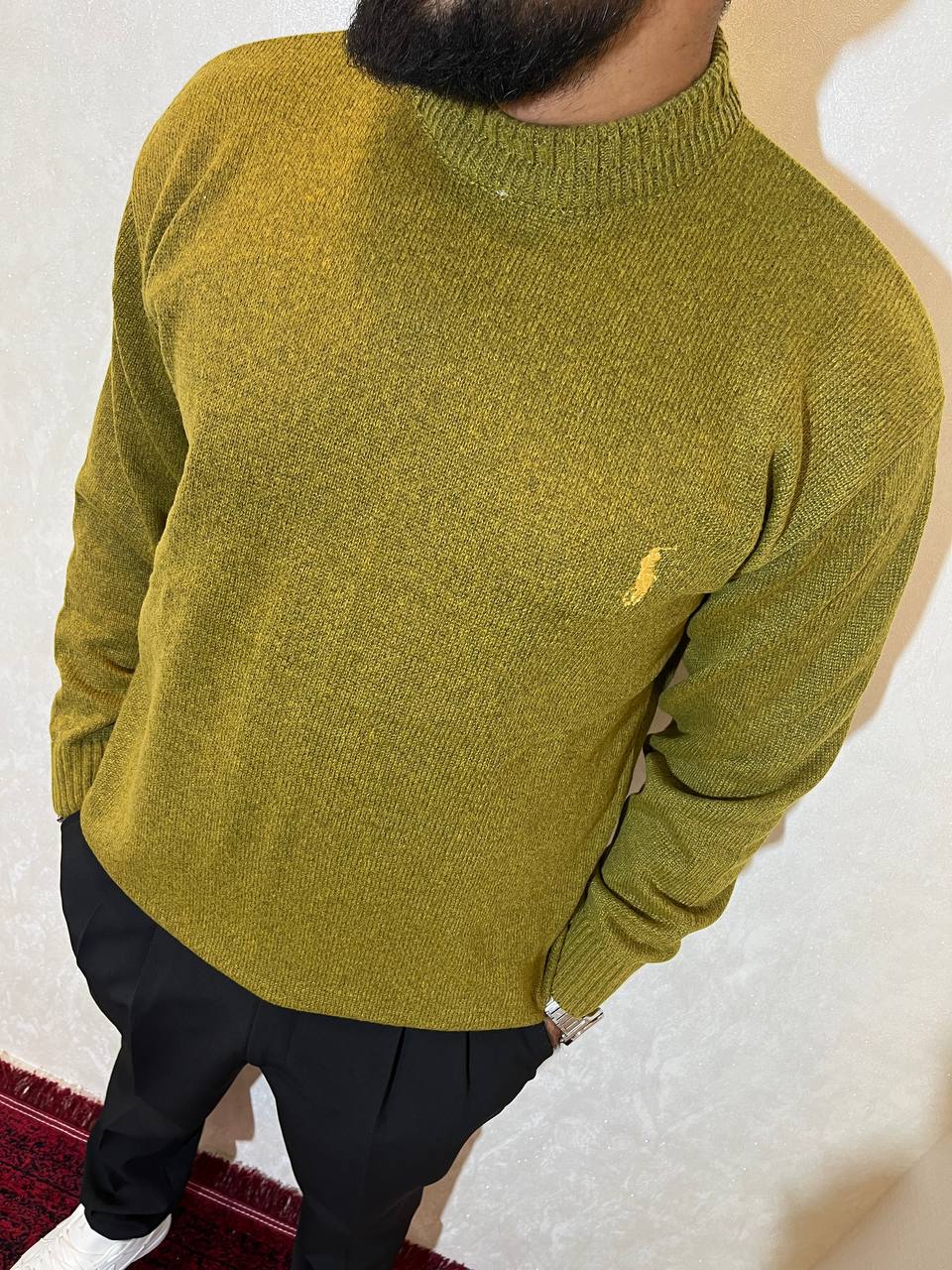 بافت مردانه یقهگرد با گلدوزی مارک POLO در ۷ رنگ مناسب سایز XL تا 3XL