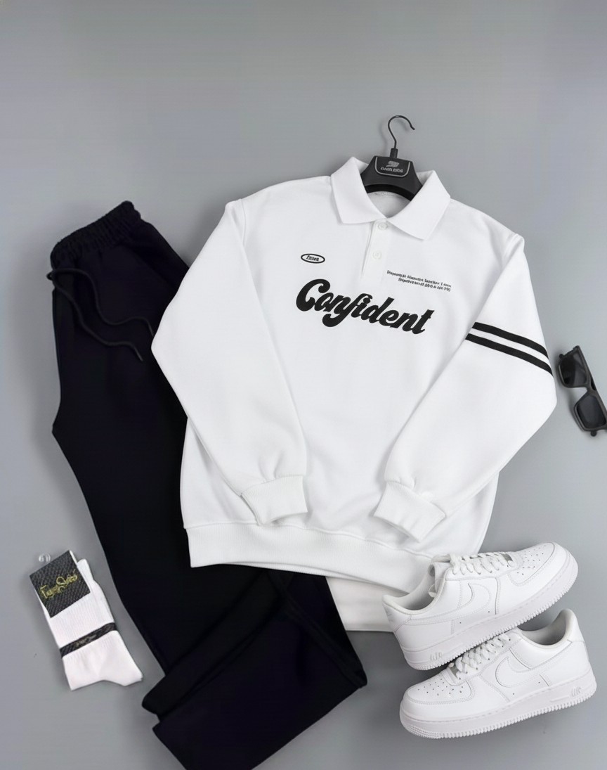 دورس سه‌نخ پنبه یقه‌دار مردانه – دو رنگ مشکی و سفید