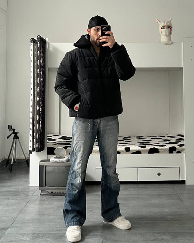 کاپشن باکسی مردانه مشکی پارچه سیلیکونی