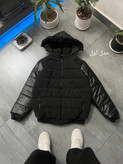 کاپشن باکسی مردانه پارچه سیلیکونی ضدآب – سه طرح مشکی با سایزبندی( L تا 2XL)
