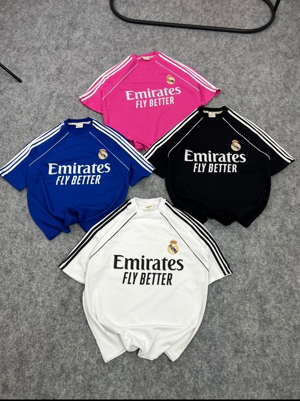 تیشرت مردانه دورس طرح رئال مادرید Emirates در رنگهای سفید، مشکی و آبی با سایزبندی L تا 3XL