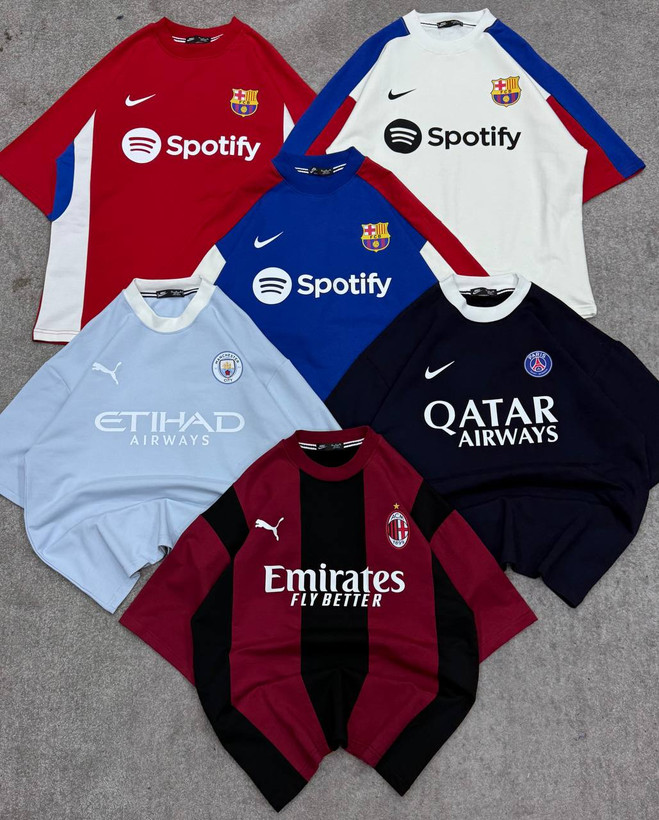 تیشرت کیت فوتبالی مردانه طرح رئال مادرید، بارسلونا، میلان، لیورپول، PSG، آرسنال و اینتر با پارچه دو نخ لاکرا و ضمانت چاپ در سایز L تا 2XL