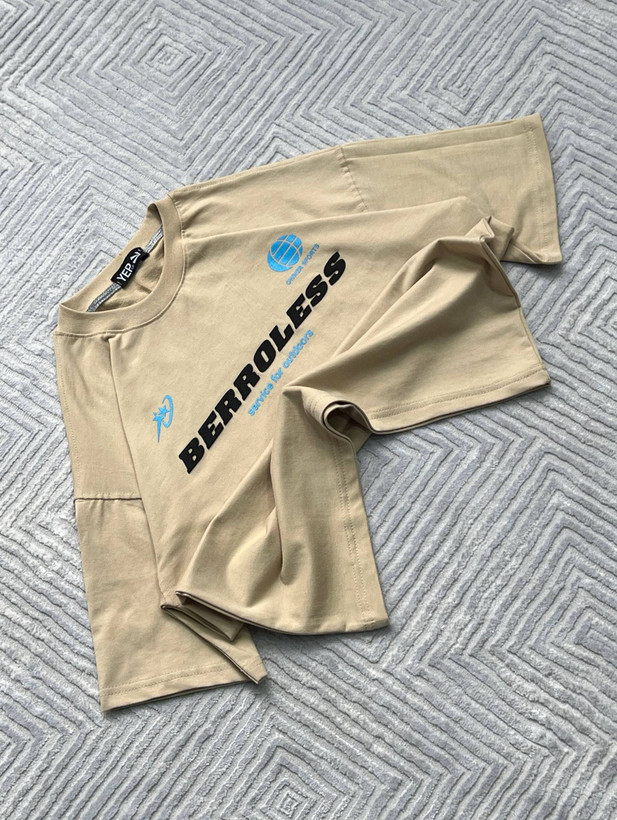 تیشرت مردانه یقه گرد چاپ برجسته پارچه دورس دونخ لاکرا گرم بالا در شش رنگ متنوع